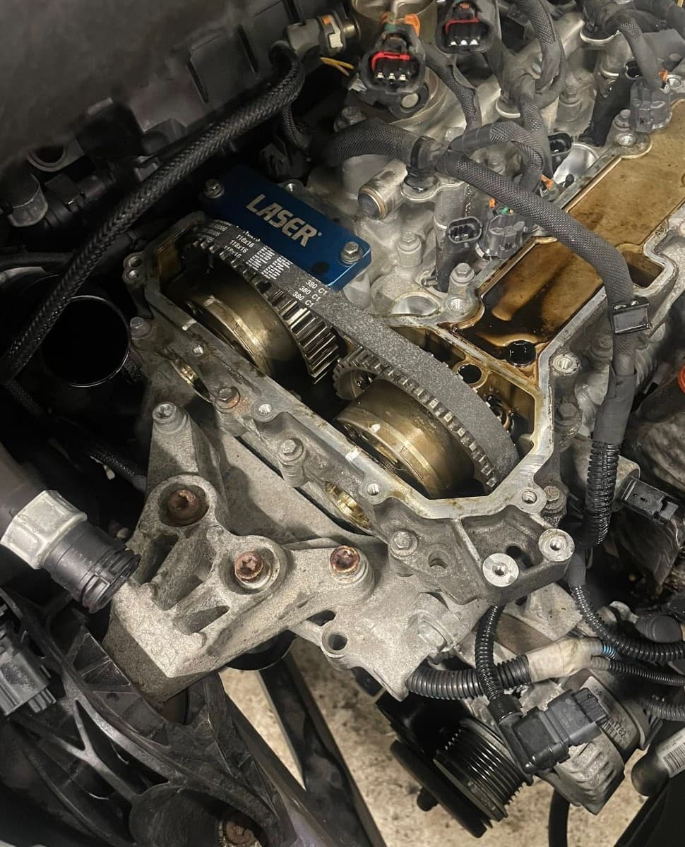 Mechanic working on a car